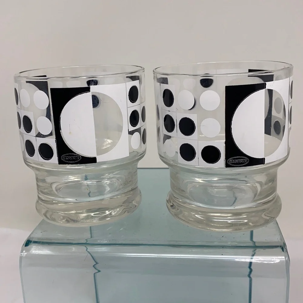 Set of Two Bartrix Black and White Pop Art Rocks Glasses
